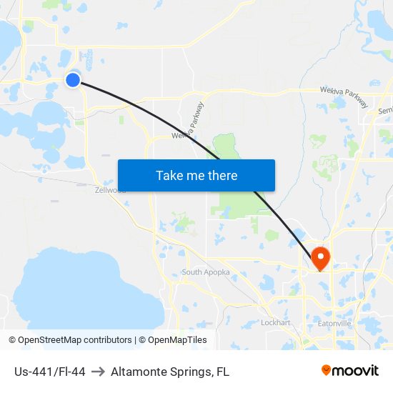 Us-441/Fl-44 to Altamonte Springs, FL map