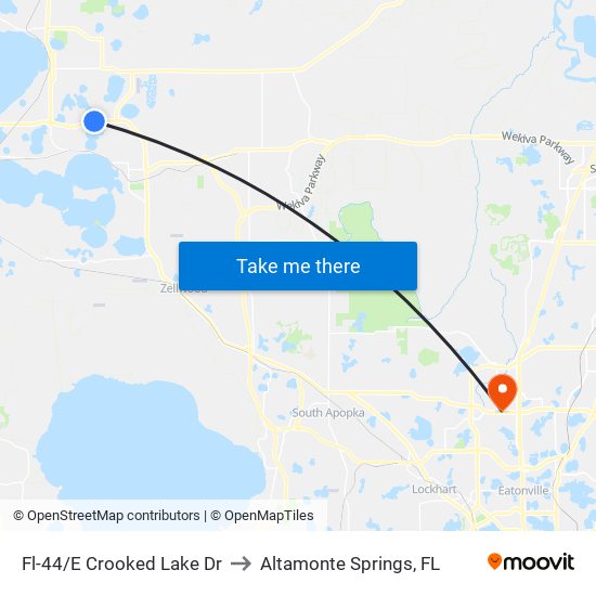 Fl-44/E Crooked Lake Dr to Altamonte Springs, FL map