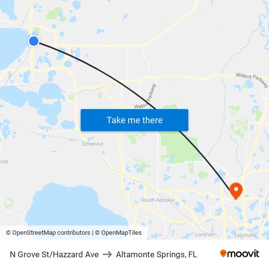 N Grove St/Hazzard Ave to Altamonte Springs, FL map