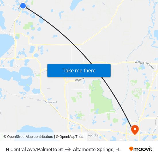 N Central Ave/Palmetto St to Altamonte Springs, FL map