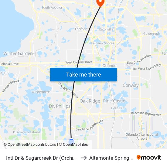 Intl Dr & Sugarcreek Dr (Orchid Bay) to Altamonte Springs, FL map