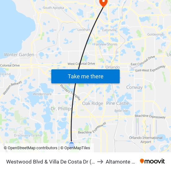 Westwood Blvd & Villa De Costa Dr (Westgate Leisure Resort) to Altamonte Springs, FL map