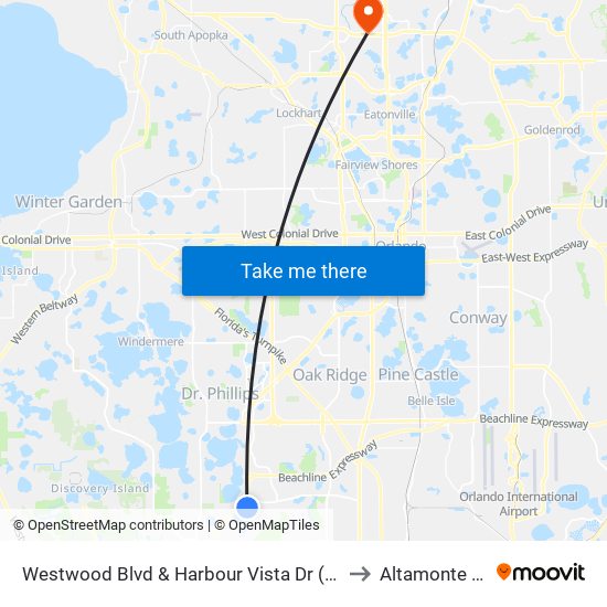 Westwood Blvd & Harbour Vista Dr (Marriott’S Cypress Harbour) to Altamonte Springs, FL map