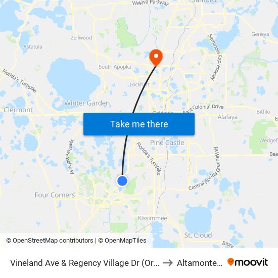 Vineland Ave & Regency Village Dr (Orlando Vineland Premium Outlets) to Altamonte Springs, FL map