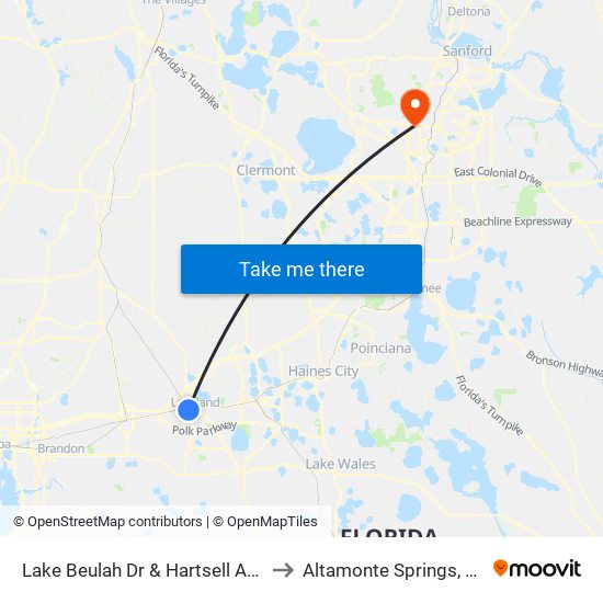 Lake Beulah Dr & Hartsell Ave to Altamonte Springs, FL map