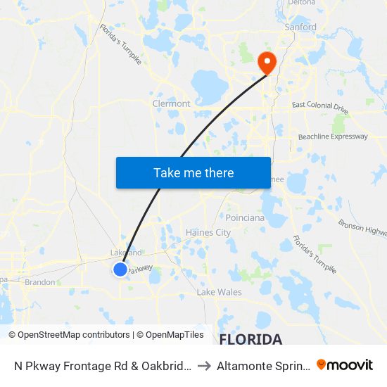 N Pkway Frontage Rd & Oakbridge Lks Dr to Altamonte Springs, FL map