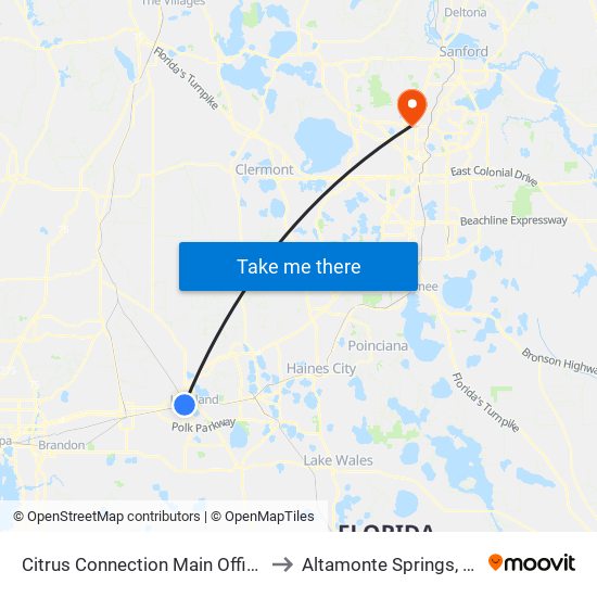 Citrus Connection Main Office to Altamonte Springs, FL map