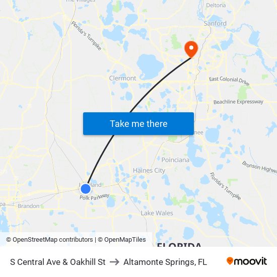 S Central Ave & Oakhill St to Altamonte Springs, FL map