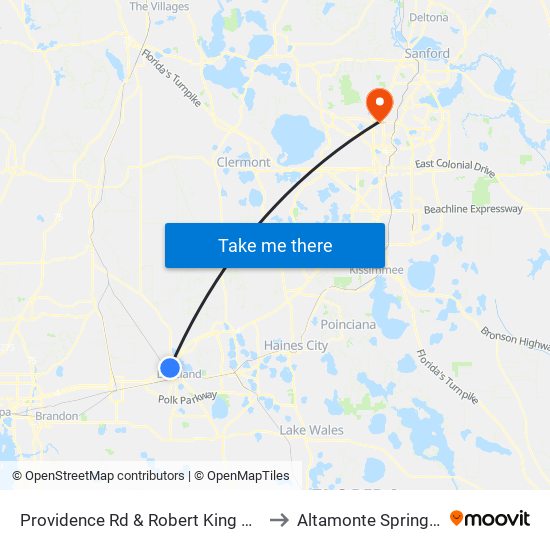 Providence Rd & Robert King High Dr to Altamonte Springs, FL map