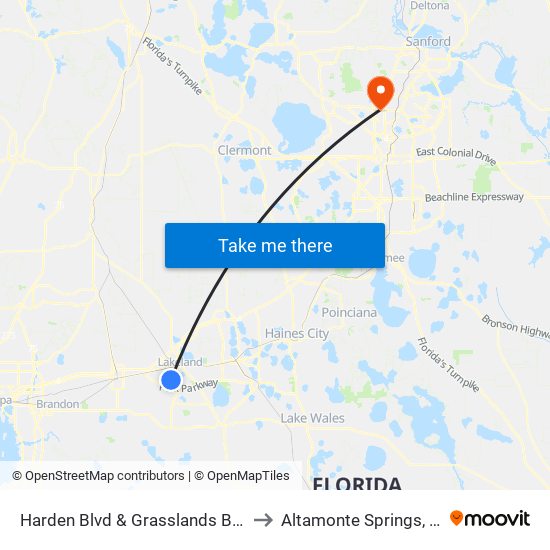 Harden Blvd & Grasslands Blvd to Altamonte Springs, FL map