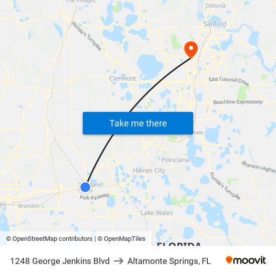 1248 George Jenkins Blvd to Altamonte Springs, FL map