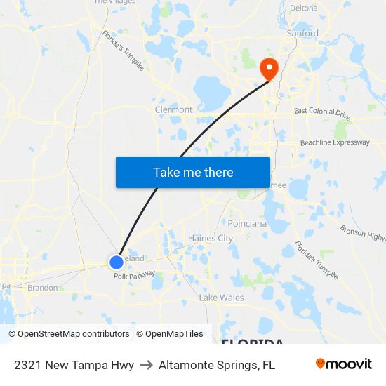 2321 New Tampa Hwy to Altamonte Springs, FL map