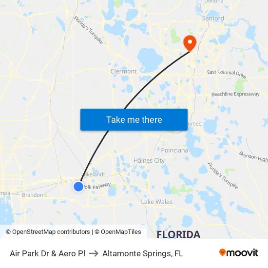 Air Park Dr & Aero Pl to Altamonte Springs, FL map