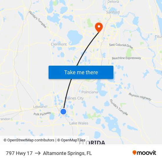 797 Hwy 17 to Altamonte Springs, FL map