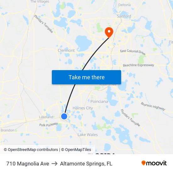 710 Magnolia Ave to Altamonte Springs, FL map