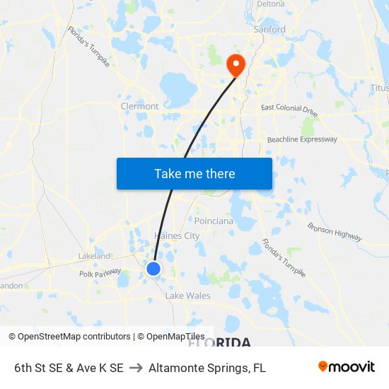 6th St SE & Ave K SE to Altamonte Springs, FL map