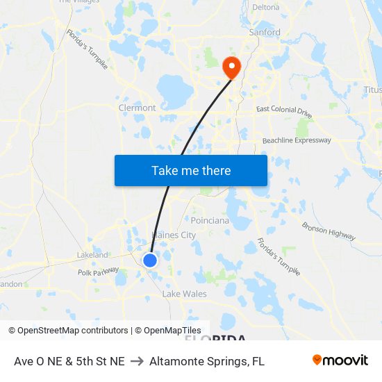 Ave O NE & 5th St NE to Altamonte Springs, FL map