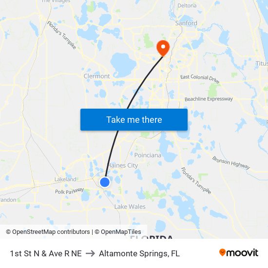 1st St N & Ave R NE to Altamonte Springs, FL map