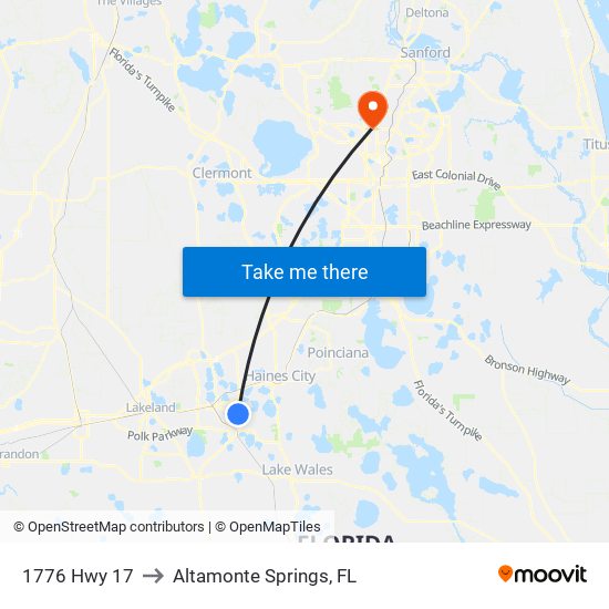 1776 Hwy 17 to Altamonte Springs, FL map