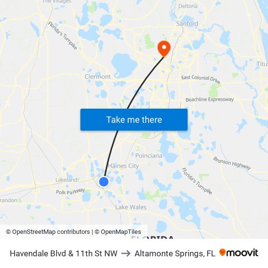 Havendale Blvd & 11th St NW to Altamonte Springs, FL map