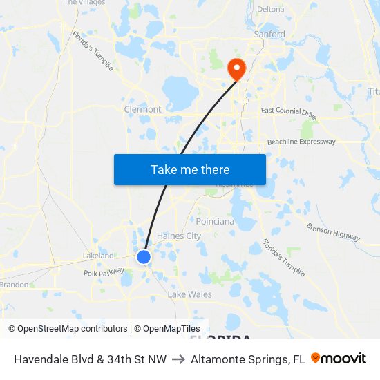 Havendale Blvd & 34th St NW to Altamonte Springs, FL map