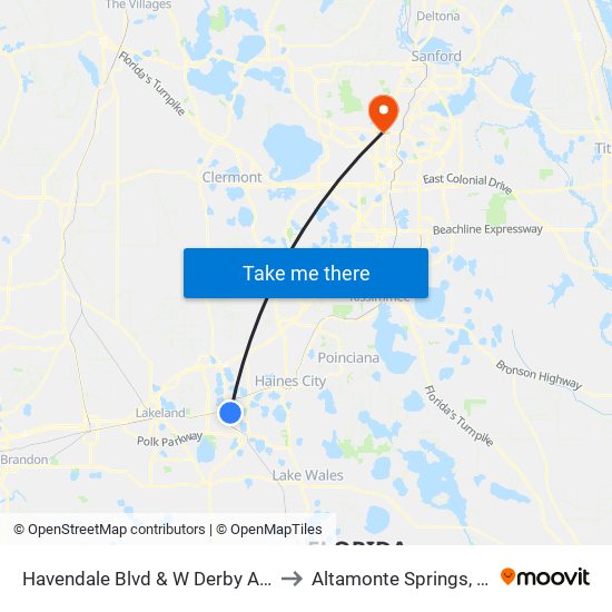 Havendale Blvd & W Derby Ave to Altamonte Springs, FL map