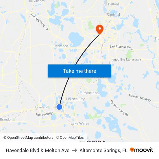 Havendale Blvd & Melton Ave to Altamonte Springs, FL map