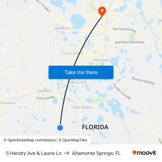 S Hendry Ave & Laurie Ln to Altamonte Springs, FL map