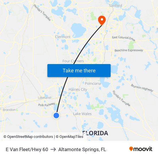 E Van Fleet/Hwy 60 to Altamonte Springs, FL map