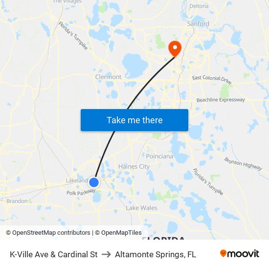 K-Ville Ave & Cardinal St to Altamonte Springs, FL map