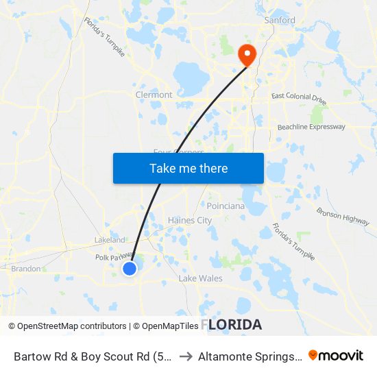 Bartow Rd & Boy Scout Rd (540a) to Altamonte Springs, FL map