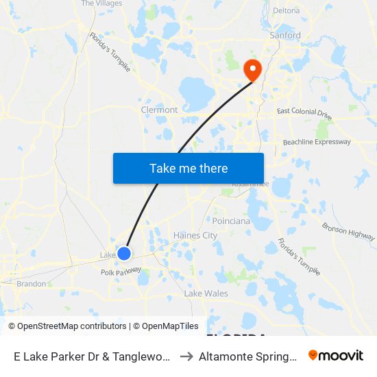 E Lake Parker Dr & Tanglewood St to Altamonte Springs, FL map