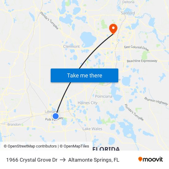 1966 Crystal Grove Dr to Altamonte Springs, FL map