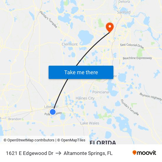 1621 E Edgewood Dr to Altamonte Springs, FL map