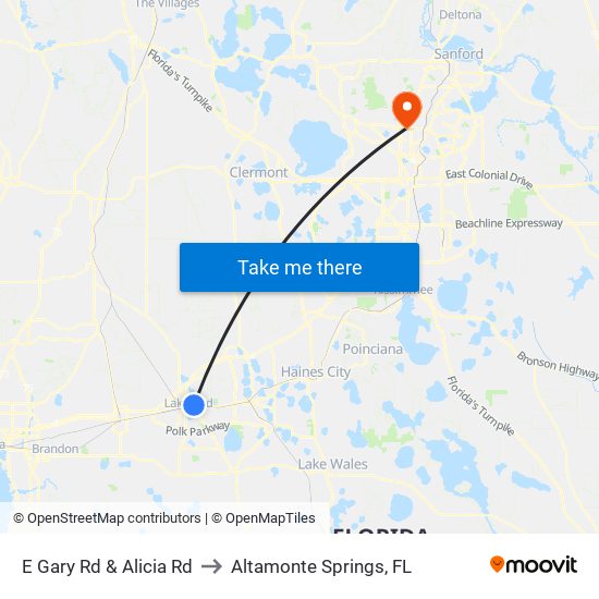 E Gary Rd & Alicia Rd to Altamonte Springs, FL map