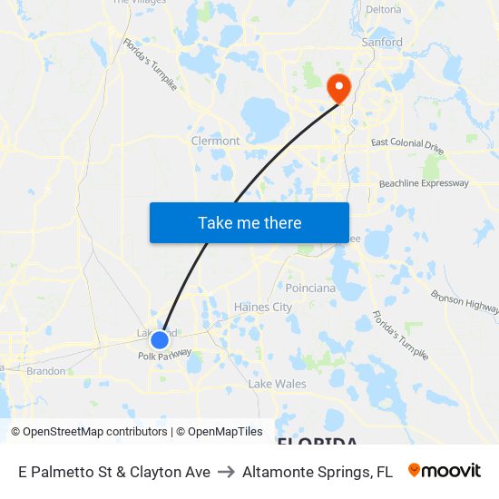 E Palmetto St & Clayton Ave to Altamonte Springs, FL map