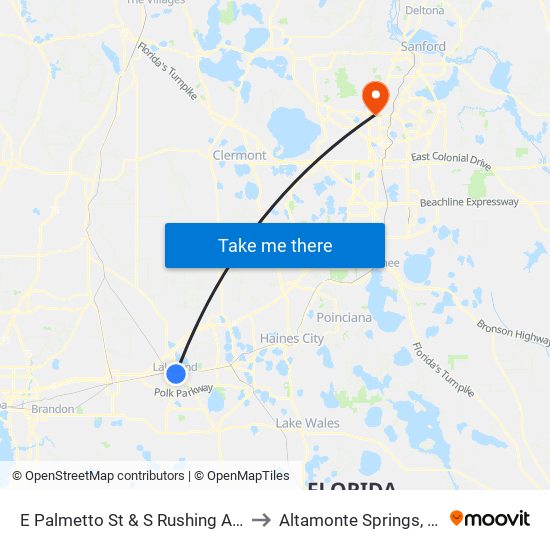 E Palmetto St & S Rushing Ave to Altamonte Springs, FL map