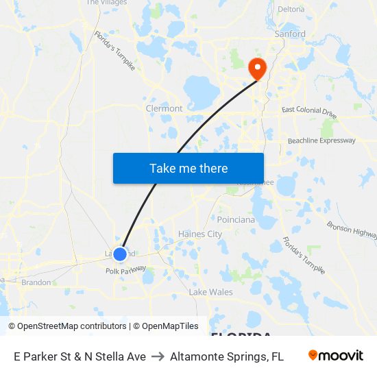 E Parker St & N Stella Ave to Altamonte Springs, FL map