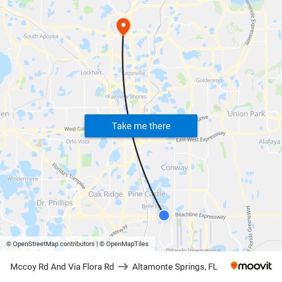 Mccoy Rd And Via Flora Rd to Altamonte Springs, FL map