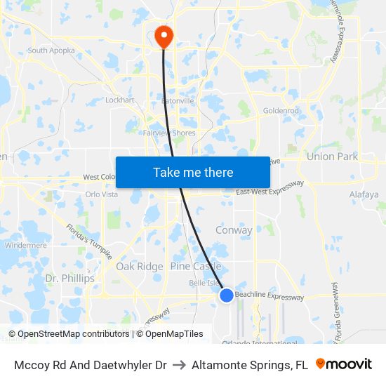 Mccoy Rd And Daetwhyler Dr to Altamonte Springs, FL map