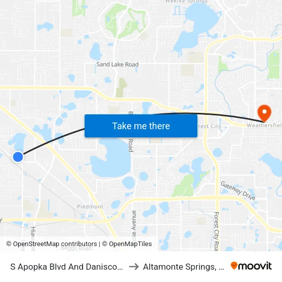 S Apopka Blvd And Danisco Pl to Altamonte Springs, FL map