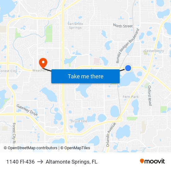 1140 Fl-436 to Altamonte Springs, FL map