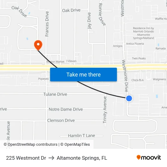225 Westmont Dr to Altamonte Springs, FL map