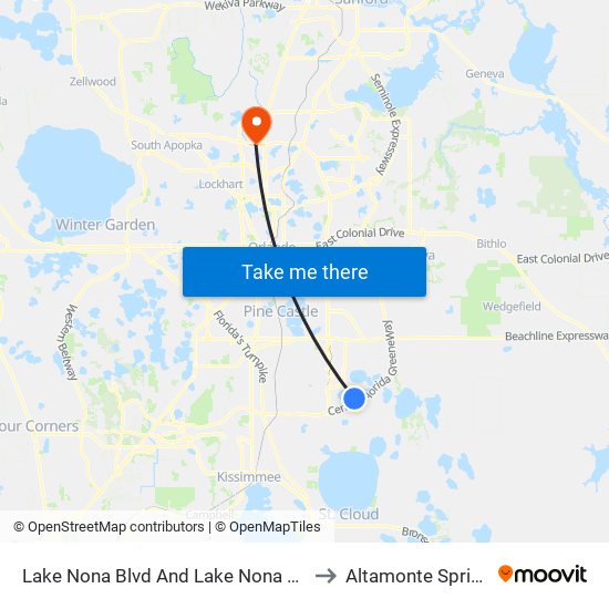 Lake Nona Blvd And Lake Nona Gateway Rd to Altamonte Springs, FL map