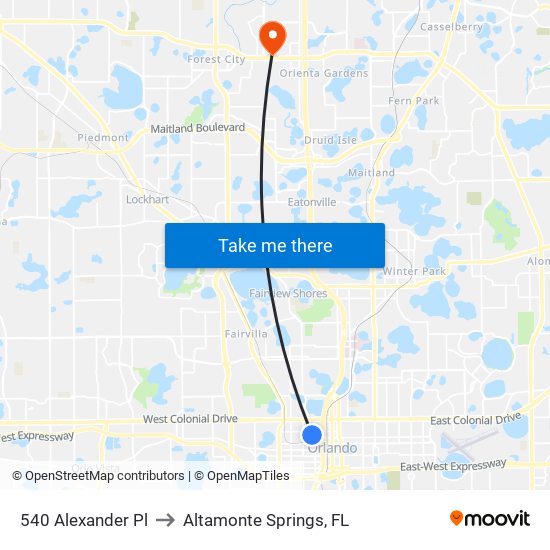 540 Alexander Pl to Altamonte Springs, FL map