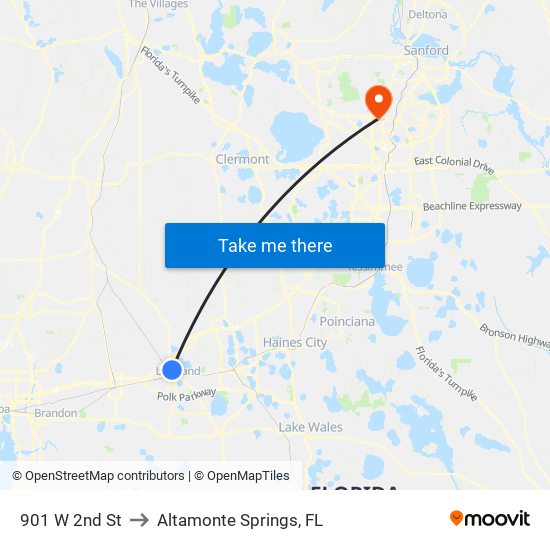 901 W 2nd St to Altamonte Springs, FL map