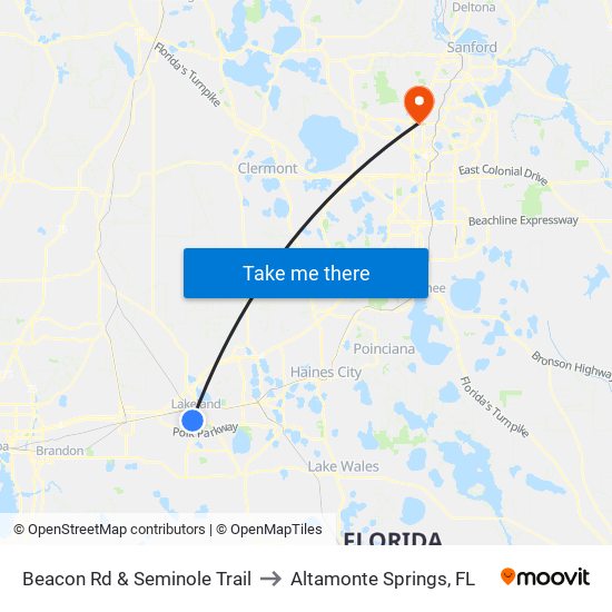 Beacon Rd & Seminole Trail to Altamonte Springs, FL map