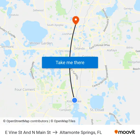 E Vine St And N Main St to Altamonte Springs, FL map