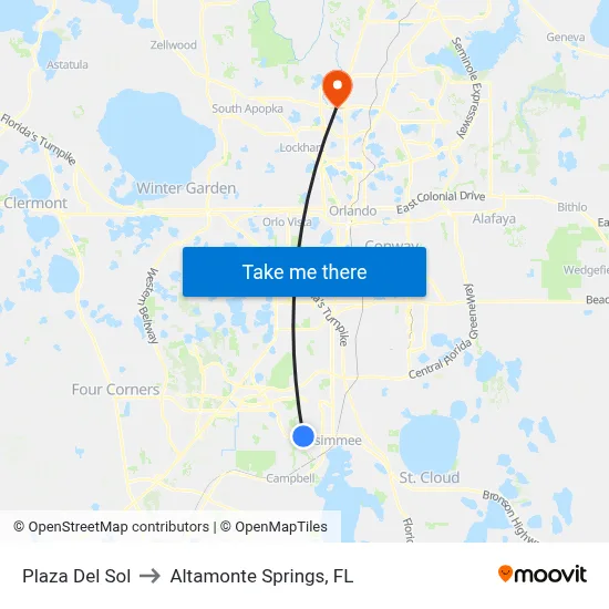 Plaza Del Sol to Altamonte Springs, FL map