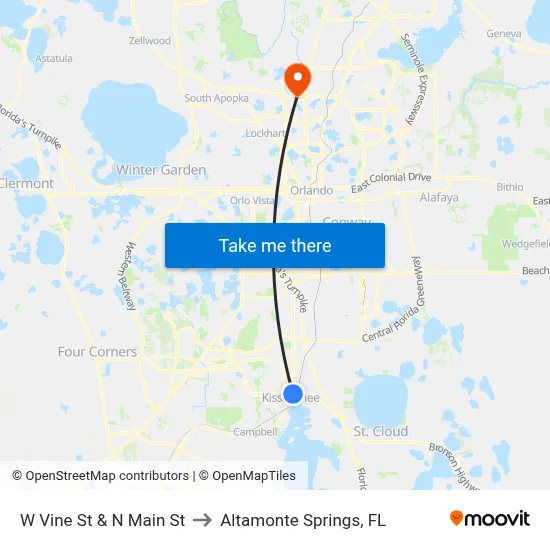 W Vine St & N Main St to Altamonte Springs, FL map